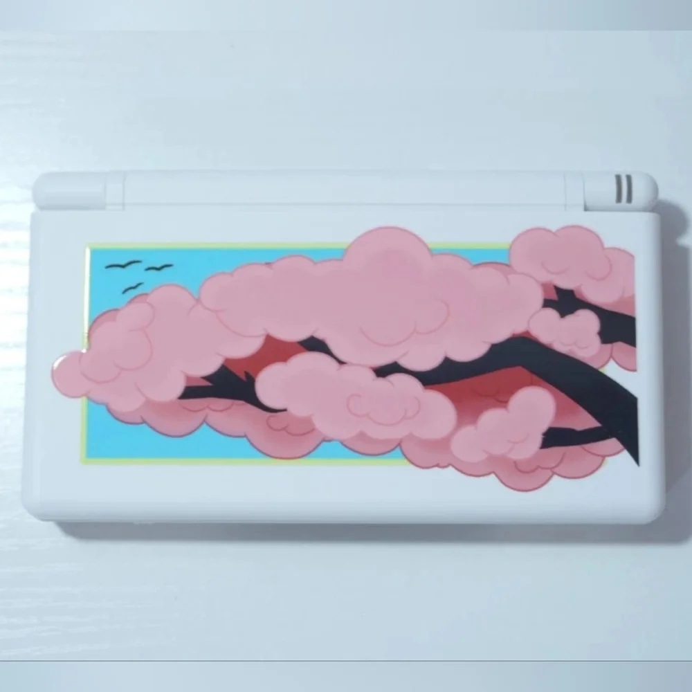 Nintendo DS Lite White Cherry Blossom Handheld System with Charger & Stylus Pen